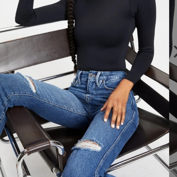 Good American good good curve straight leg distressed jeans size 25 - Picture 4 of 9